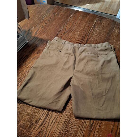 Savane Dress Pants 38x32 Brown Polyester Front Pleat Cuffed Hem See Measurements - Picture 4 of 4